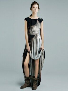 ZARA BASIC Women's Pleated Chiffon Sleeveless Maxi Dress Size M